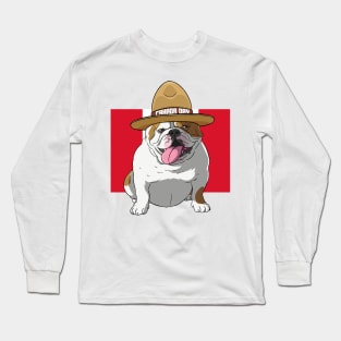 English Bulldog Mountie Canada Day Long Sleeve T-Shirt